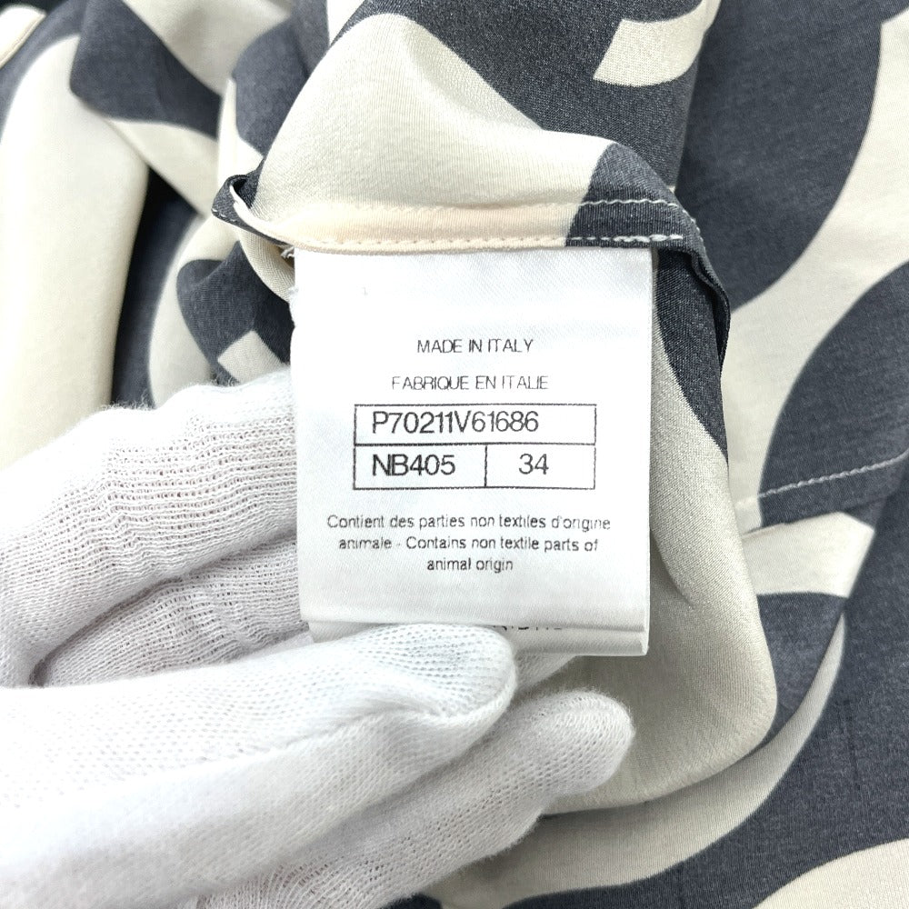 CHANEL P70211 21P CC Mark Wave apparel short sleeves Short sleeve T-shirt silk Black/White Used