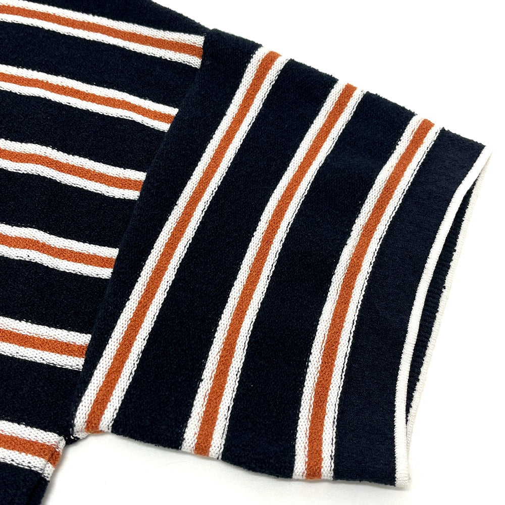 CHANEL P81003 26C Border Lion Button Apparel, 3/4 sleeve knit top, Bijoux buttons Polo shirt cotton Black/Brown Used