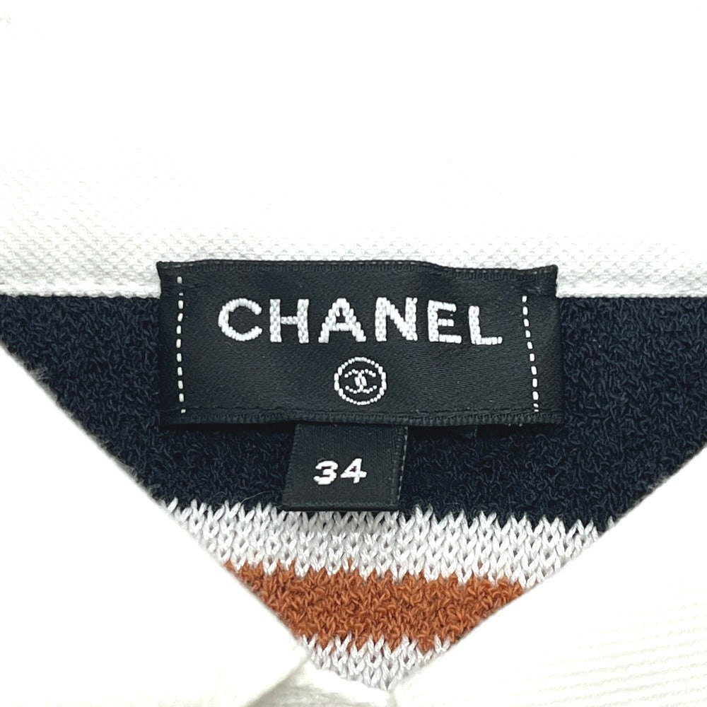 CHANEL P81003 26C Border Lion Button Apparel, 3/4 sleeve knit top, Bijoux buttons Polo shirt cotton Black/Brown Used