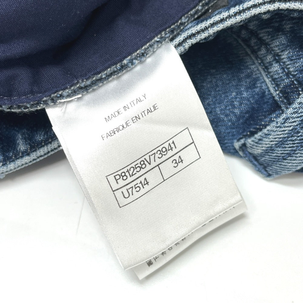 CHANEL P81258 26C Washed denim jeans Apparel Side CC Mark Straight Bottoms cargo pants Denim blue Used