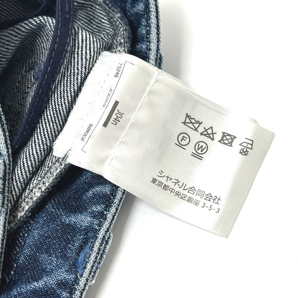CHANEL P81258 26C Washed denim jeans Apparel Side CC Mark Straight Bottoms cargo pants Denim blue Used