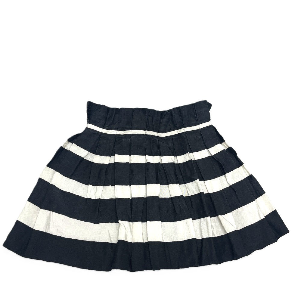 CHANEL Pleated Border Apparel Stripes skirt silk Black/White Used