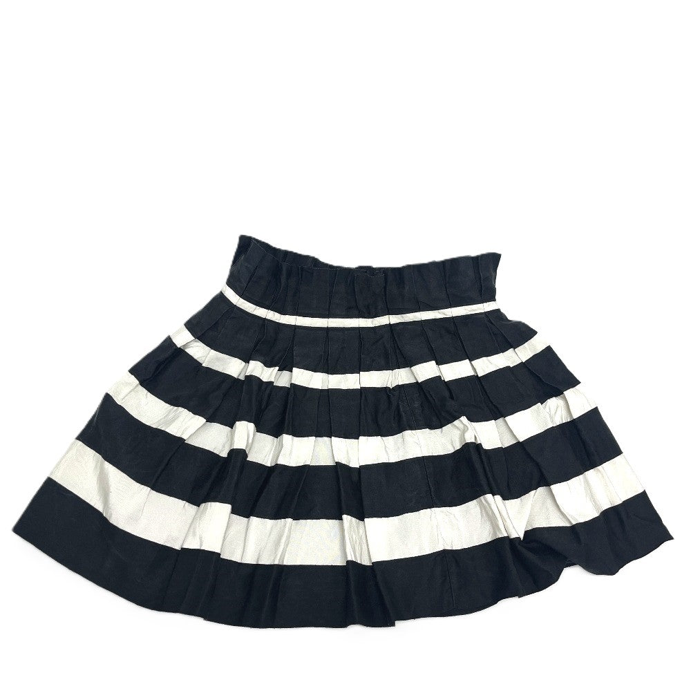 CHANEL Pleated Border Apparel Stripes skirt silk Black/White Used
