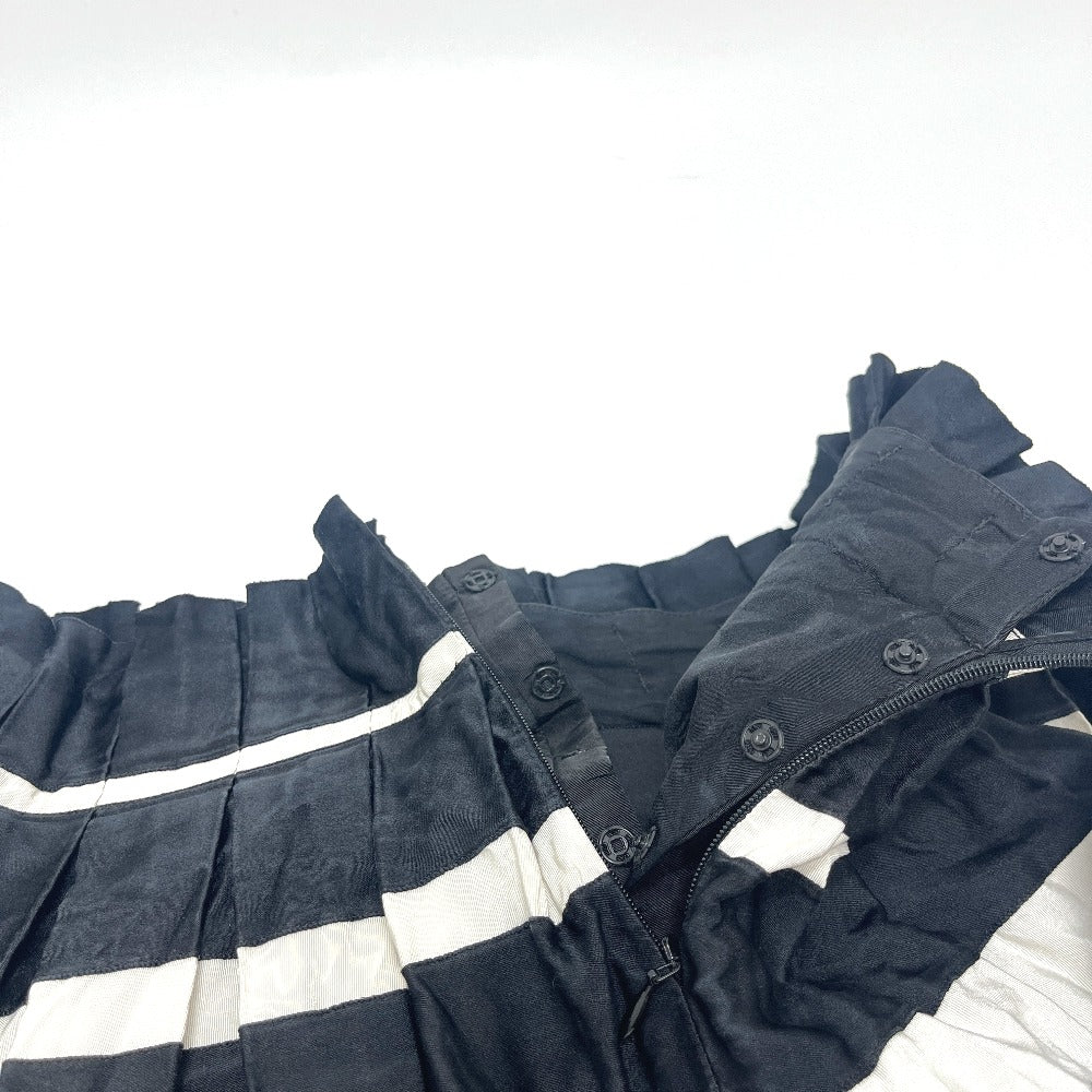 CHANEL Pleated Border Apparel Stripes skirt silk Black/White Used
