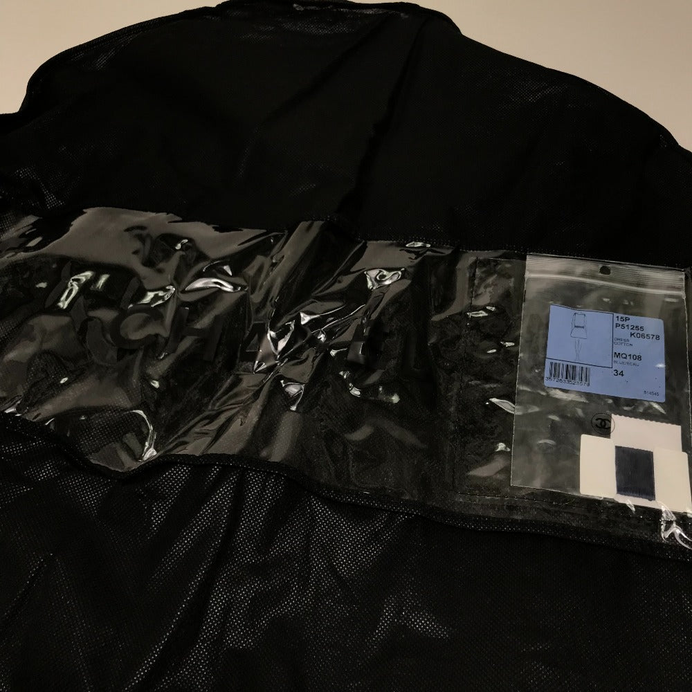 CHANEL CC ココマーク アパレル ノースリーブ ミニ ドレス 袖なし リボン 15P ワンピース コットン レディース ネイビー