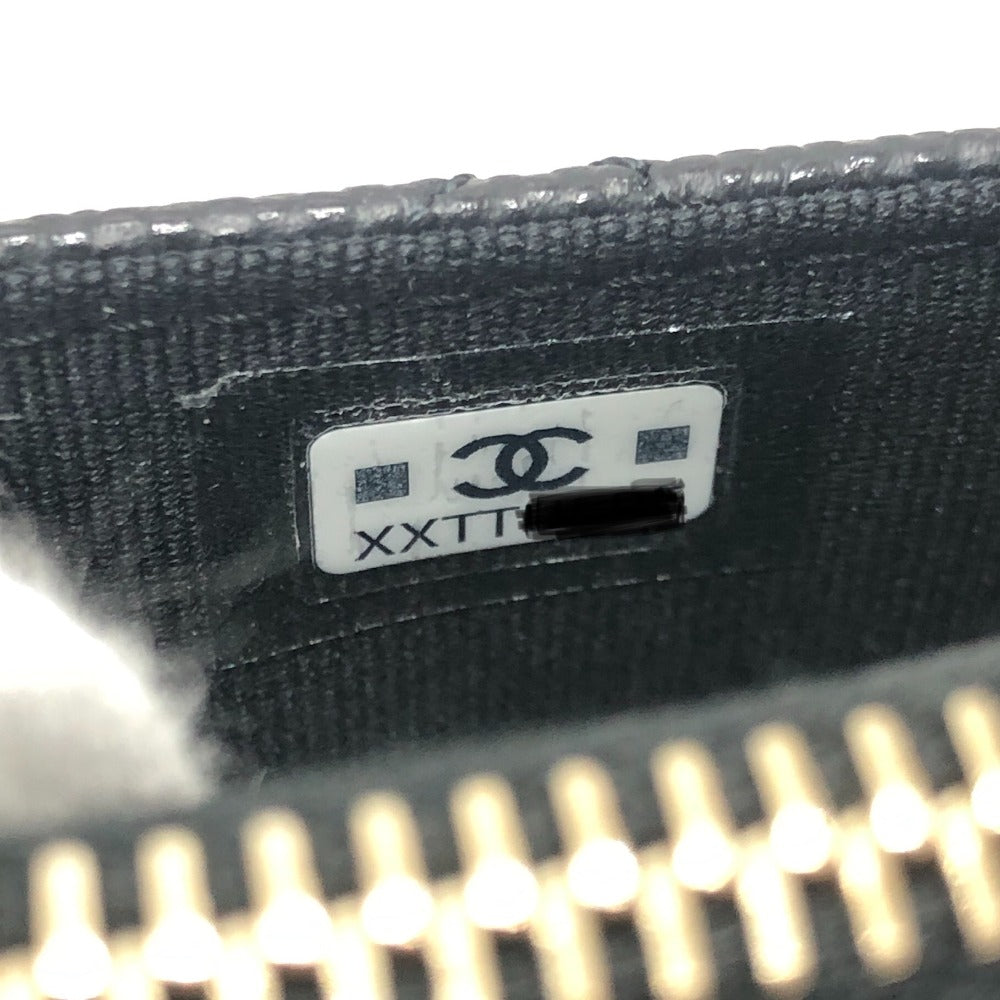 샤넬 마테라세 코코마크 프라그먼트 케이스 코인 케이스 카드 케이스 카드 케이스 캐비어 스킨 여성용 블랙