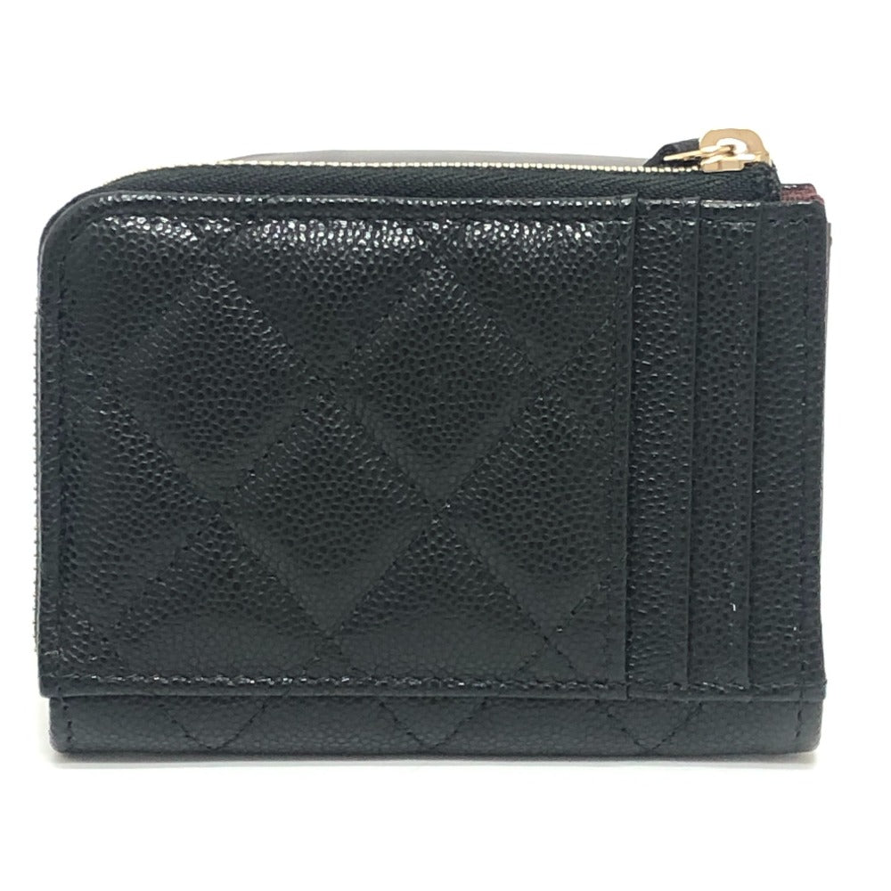 샤넬 마테라세 코코마크 프라그먼트 케이스 코인 케이스 카드 케이스 카드 케이스 캐비어 스킨 여성용 블랙
