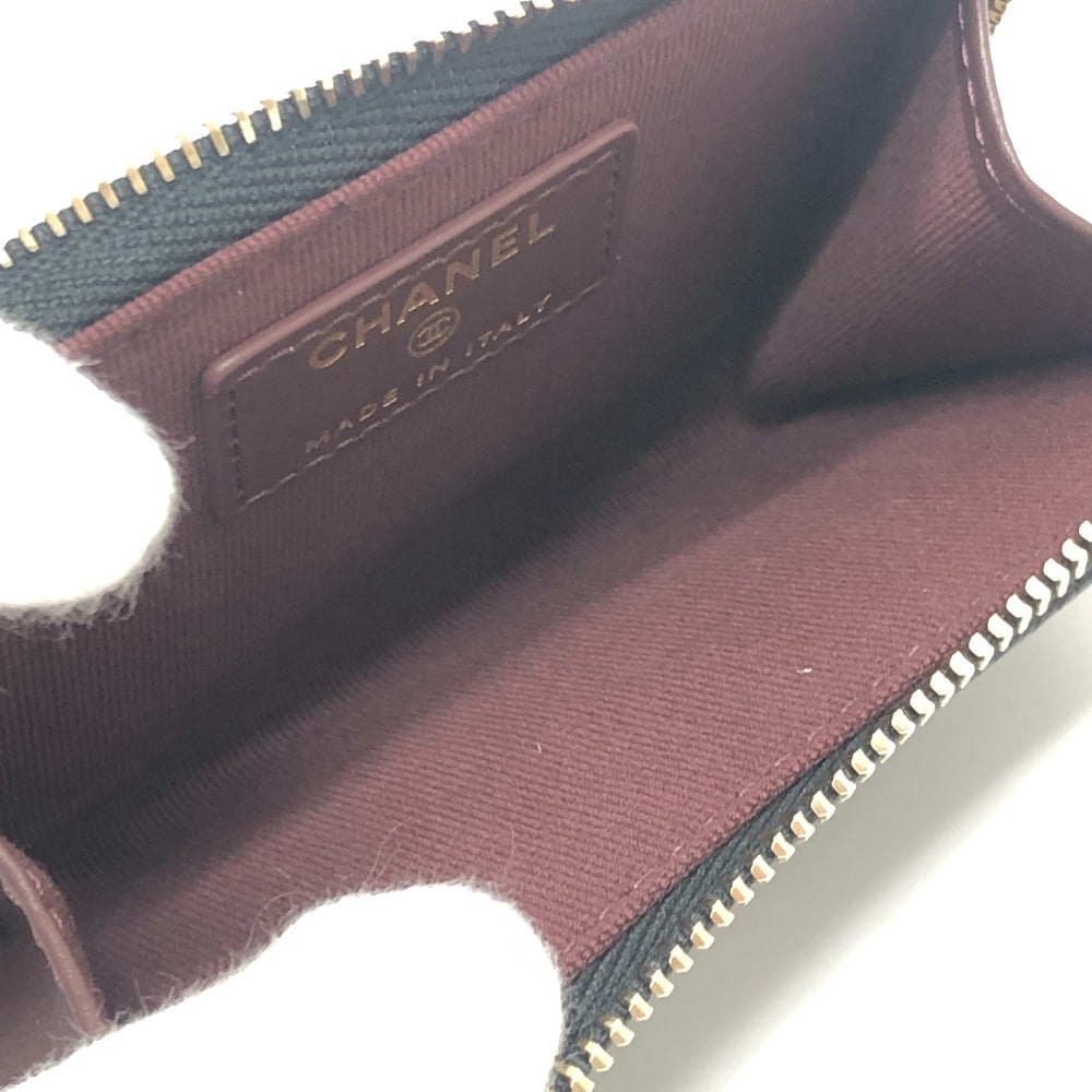 샤넬 마테라세 코코마크 프라그먼트 케이스 코인 케이스 카드 케이스 카드 케이스 캐비어 스킨 여성용 블랙