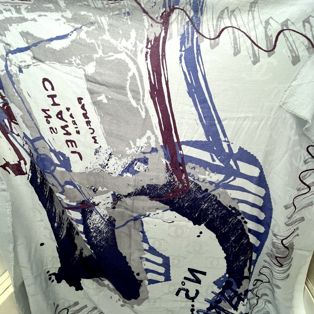 CHANEL No5 パフューム アパレル 大判ストール マフラー スカーフ ショール カシミヤ レディース ブルー