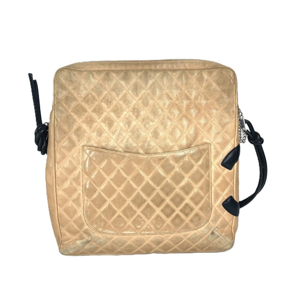 CHANEL カンボンライン CC ココマーク ラージ スクエア 斜め掛け バイカラー  ショルダーバッグ レザー レディース ベージュ - brandshop-reference