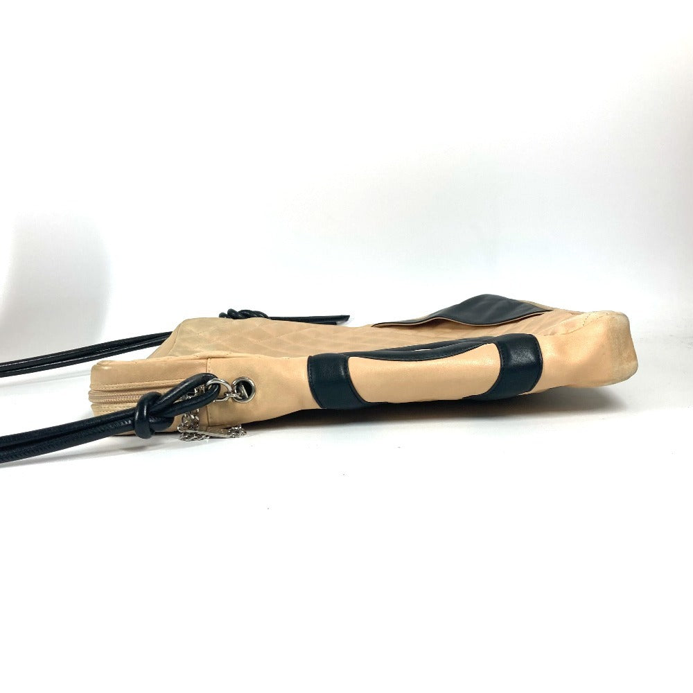 CHANEL カンボンライン CC ココマーク ラージ スクエア 斜め掛け バイカラー  ショルダーバッグ レザー レディース ベージュ - brandshop-reference