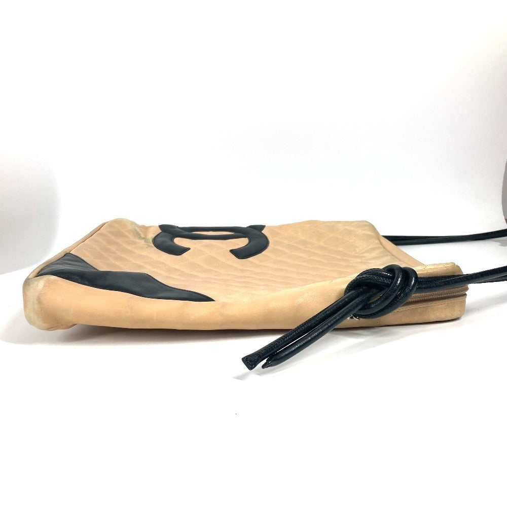 CHANEL カンボンライン CC ココマーク ラージ スクエア 斜め掛け バイカラー  ショルダーバッグ レザー レディース ベージュ - brandshop-reference