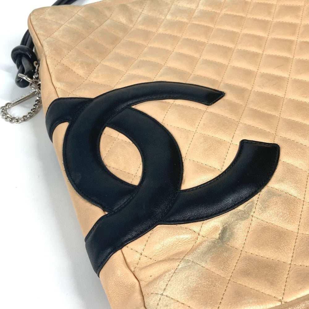 CHANEL カンボンライン CC ココマーク ラージ スクエア 斜め掛け バイカラー  ショルダーバッグ レザー レディース ベージュ - brandshop-reference