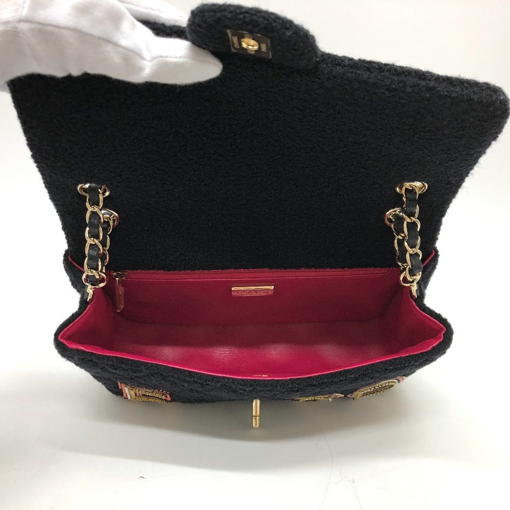 CHANEL AS2785 Matelasse No Icon Matelasse25 Matelasse 25 Double Chain Bag Crossbody Bag Shoulder Bag Canvas Black/GoldHardware Used