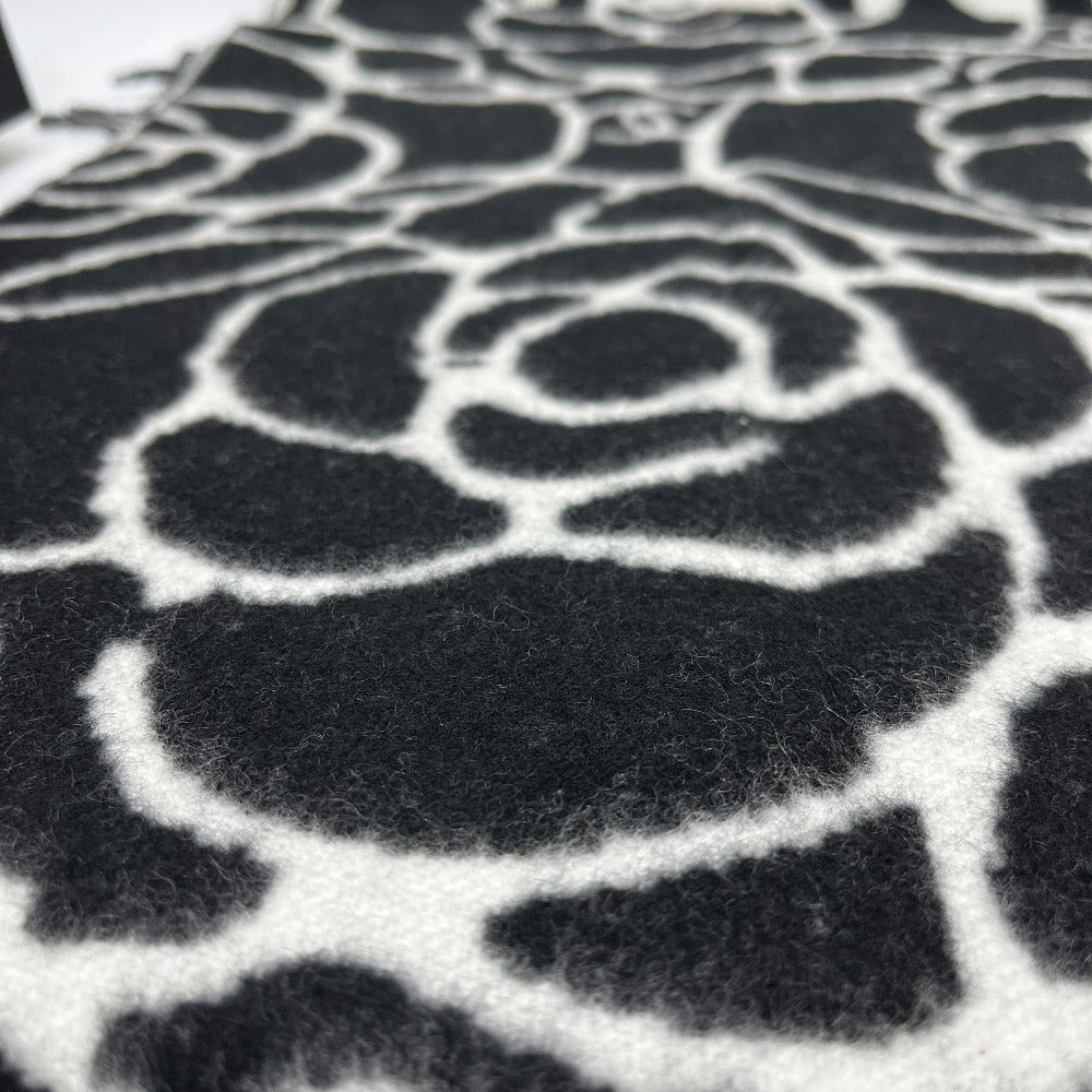 CHANEL Camellia Coco Mark Large Cashmere Scarf Women's Black