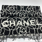 CHANEL Camellia Coco Mark Large Cashmere Scarf Women's Black