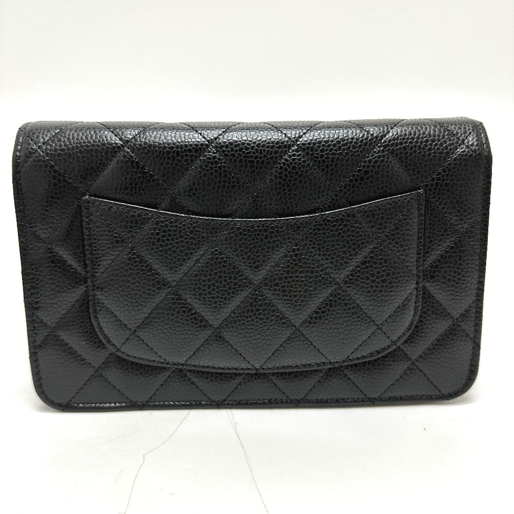 CHANEL AP0250 CC Matelasse CC Mark Classic Chain Wallet Bags Crossbody Long Wallet Shoulder Bag Caviar Leather Black/SilverHardware Used