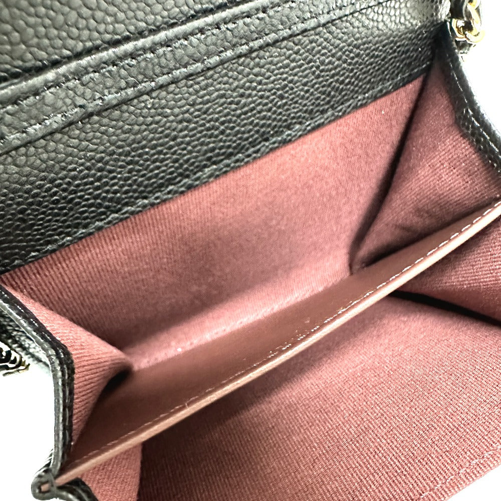 CHANEL AP0238 CC Mark Matelasse CC Pochette Wallet Shoulder Bag Crossbody coin purse Caviar Leather Black/GoldHardware Used