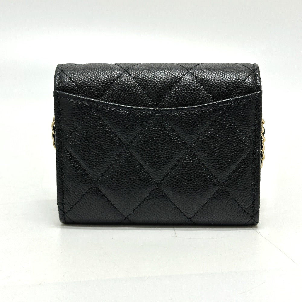 CHANEL AP0238 CC Mark Matelasse CC Pochette Wallet Shoulder Bag Crossbody coin purse Caviar Leather Black/GoldHardware Used