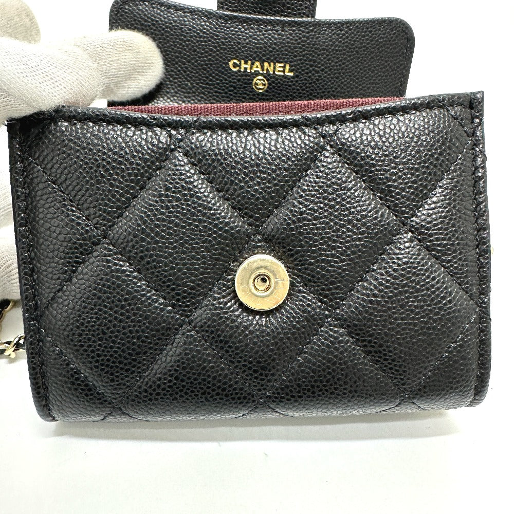 CHANEL AP0238 CC Mark Matelasse CC Pochette Wallet Shoulder Bag Crossbody coin purse Caviar Leather Black/GoldHardware Used