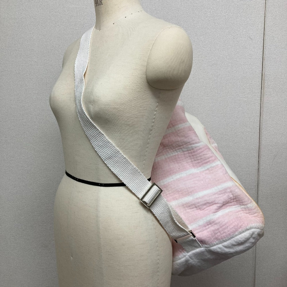 CHANEL Beach Bag, Shoulder Bag, CC, Coco Mark, Border, Pile, Drawstring, Cotton, Women's, Pink