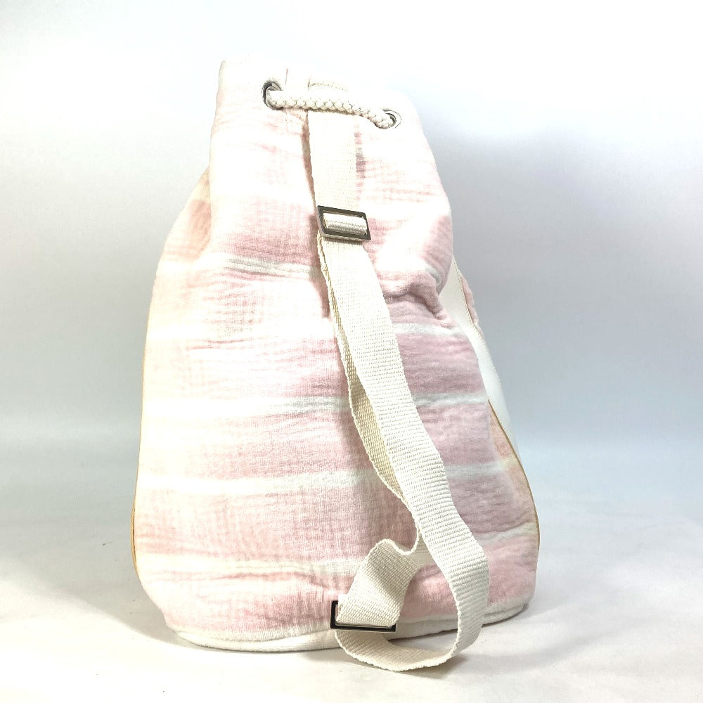 CHANEL Beach Bag, Shoulder Bag, CC, Coco Mark, Border, Pile, Drawstring, Cotton, Women's, Pink