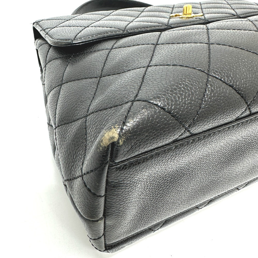 CHANEL A12397 ココマーク マトラッセ カバン トートバッグ トップハンドル ハンドバッグ キャビアスキン レディース ブラック - brandshop-reference