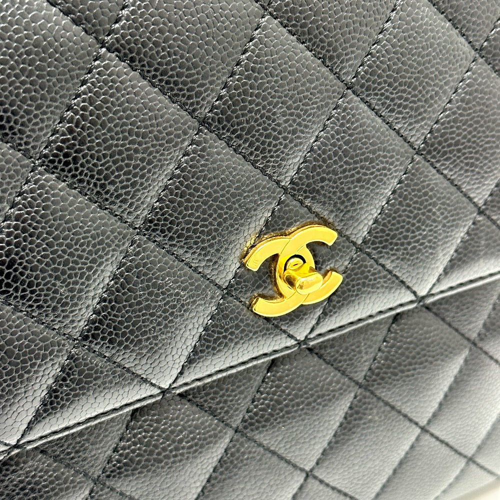 CHANEL A12397 ココマーク マトラッセ カバン トートバッグ トップハンドル ハンドバッグ キャビアスキン レディース ブラック - brandshop-reference
