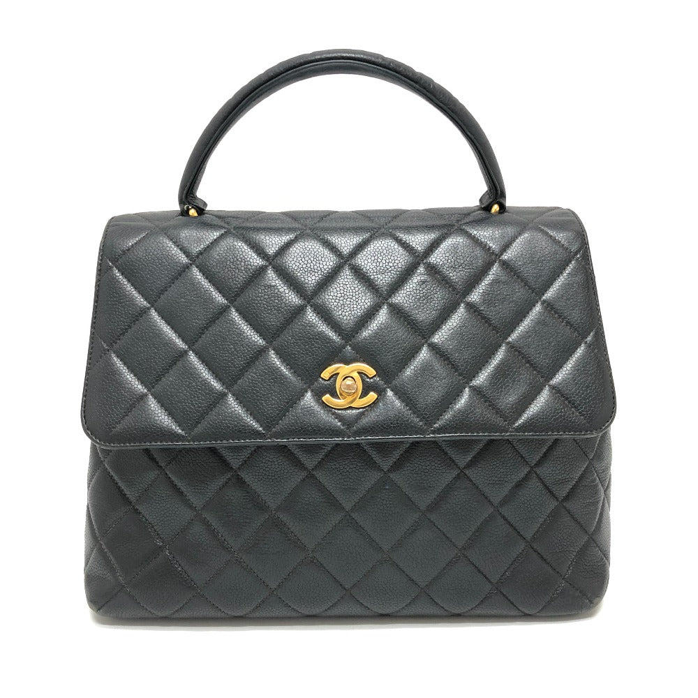 CHANEL A12397 ココマーク マトラッセ トップハンドル ハンドバック カバン ハンドバッグ キャビアスキン レディース ブラック - brandshop-reference