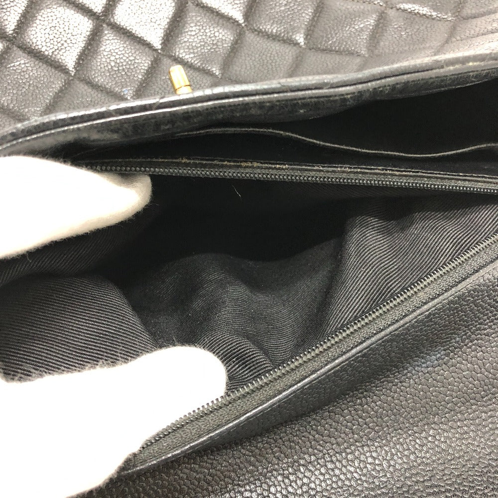 CHANEL A12397 ココマーク マトラッセ トップハンドル ハンドバック カバン ハンドバッグ キャビアスキン レディース ブラック - brandshop-reference