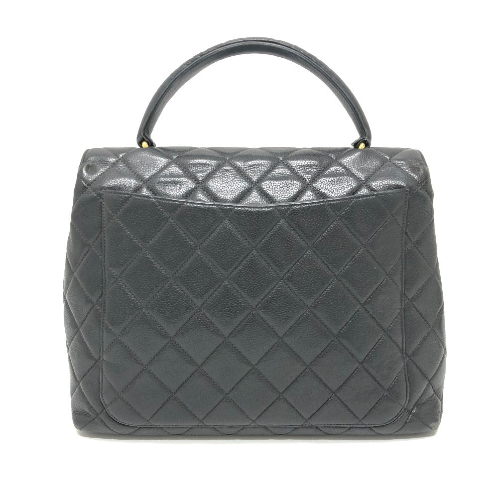 CHANEL A12397 ココマーク マトラッセ トップハンドル ハンドバック カバン ハンドバッグ キャビアスキン レディース ブラック - brandshop-reference