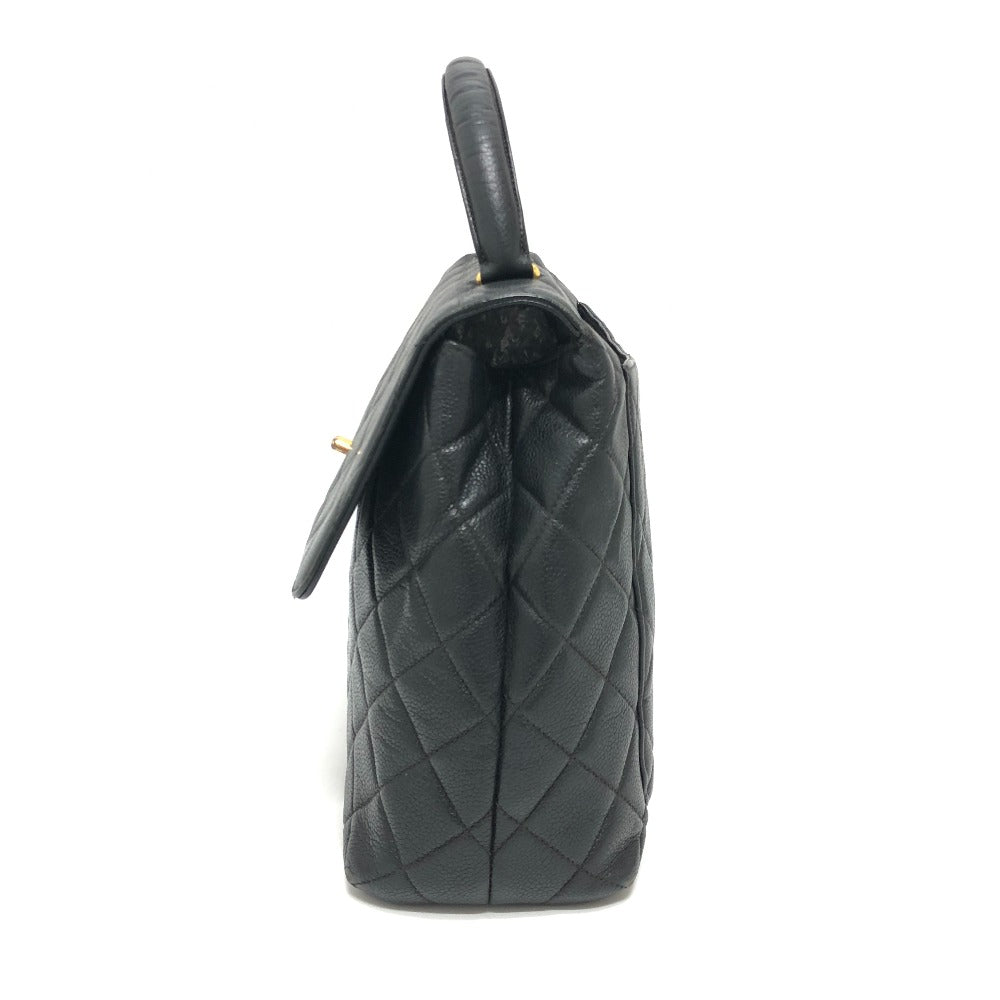 CHANEL A12397 ココマーク マトラッセ トップハンドル ハンドバック カバン ハンドバッグ キャビアスキン レディース ブラック - brandshop-reference