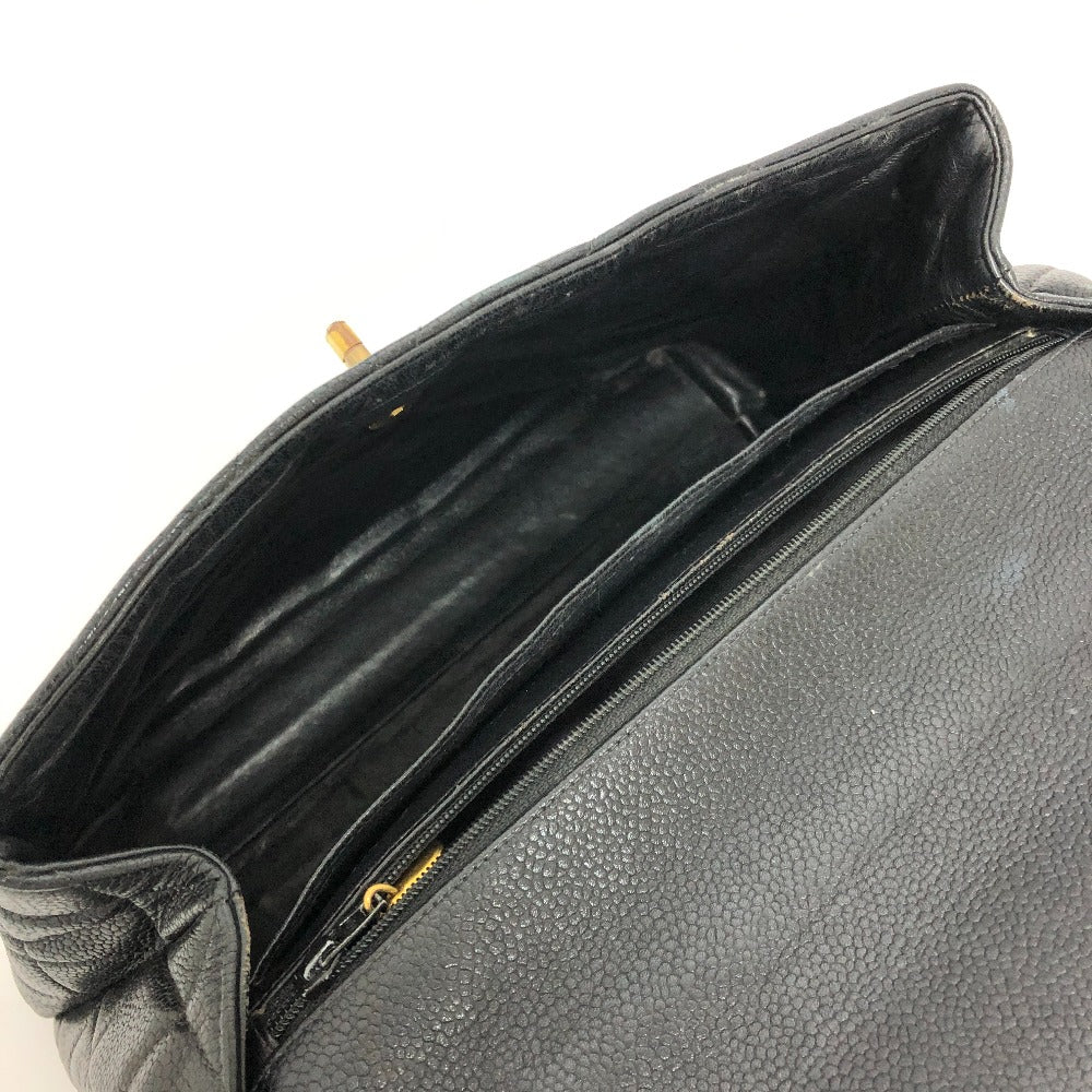 CHANEL A12397 ココマーク マトラッセ トップハンドル ハンドバック カバン ハンドバッグ キャビアスキン レディース ブラック - brandshop-reference