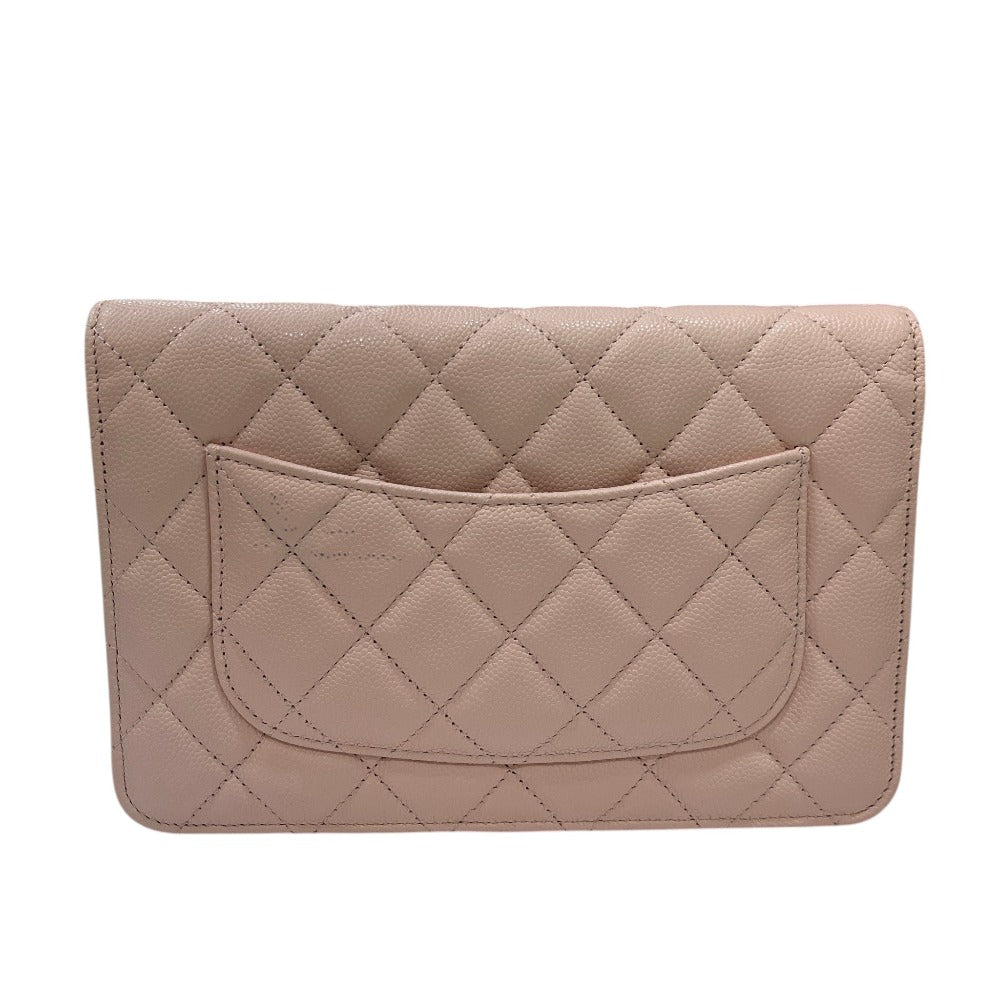 CHANEL AP0250 Coco Mark CC Chain Wallet, Long Wallet, Pouch, Pochette, Wallet, Crossbody Bag, Shoulder Bag, Caviar Skin, Women's, Pink