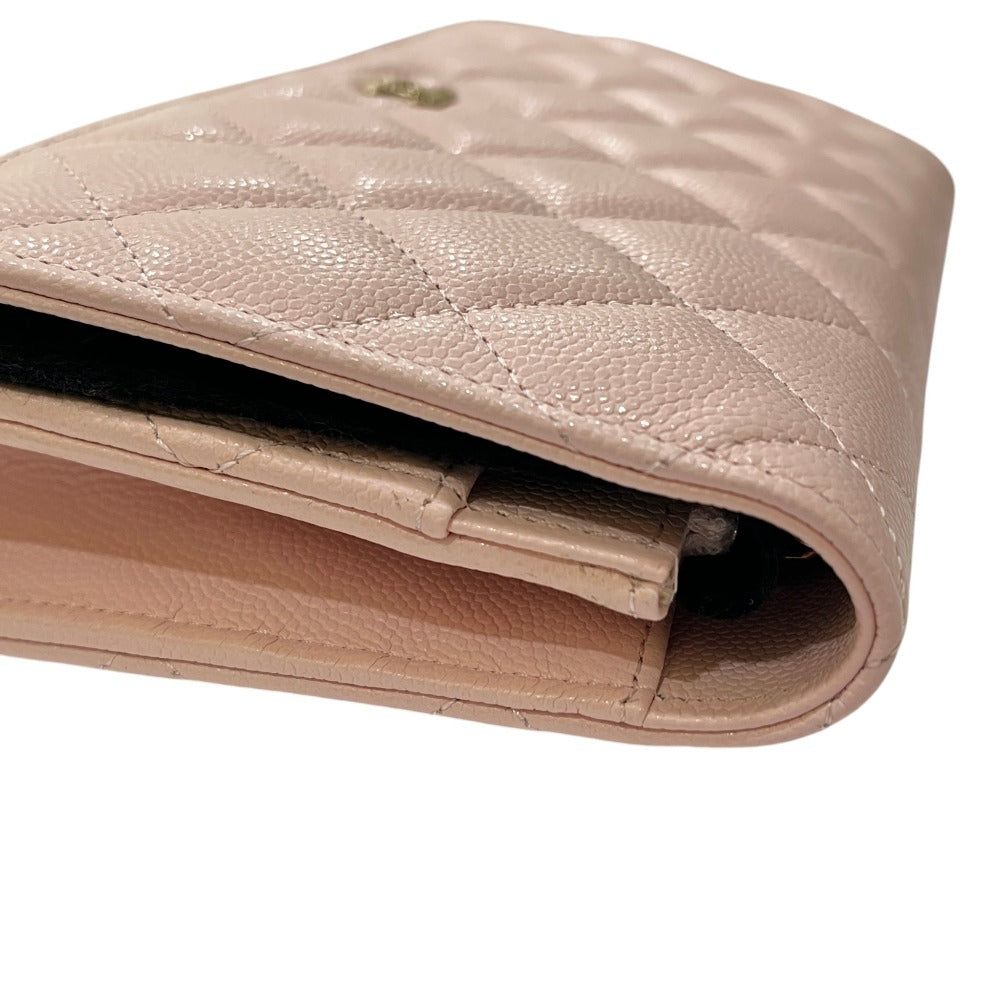 CHANEL AP0250 Coco Mark CC Chain Wallet, Long Wallet, Pouch, Pochette, Wallet, Crossbody Bag, Shoulder Bag, Caviar Skin, Women's, Pink