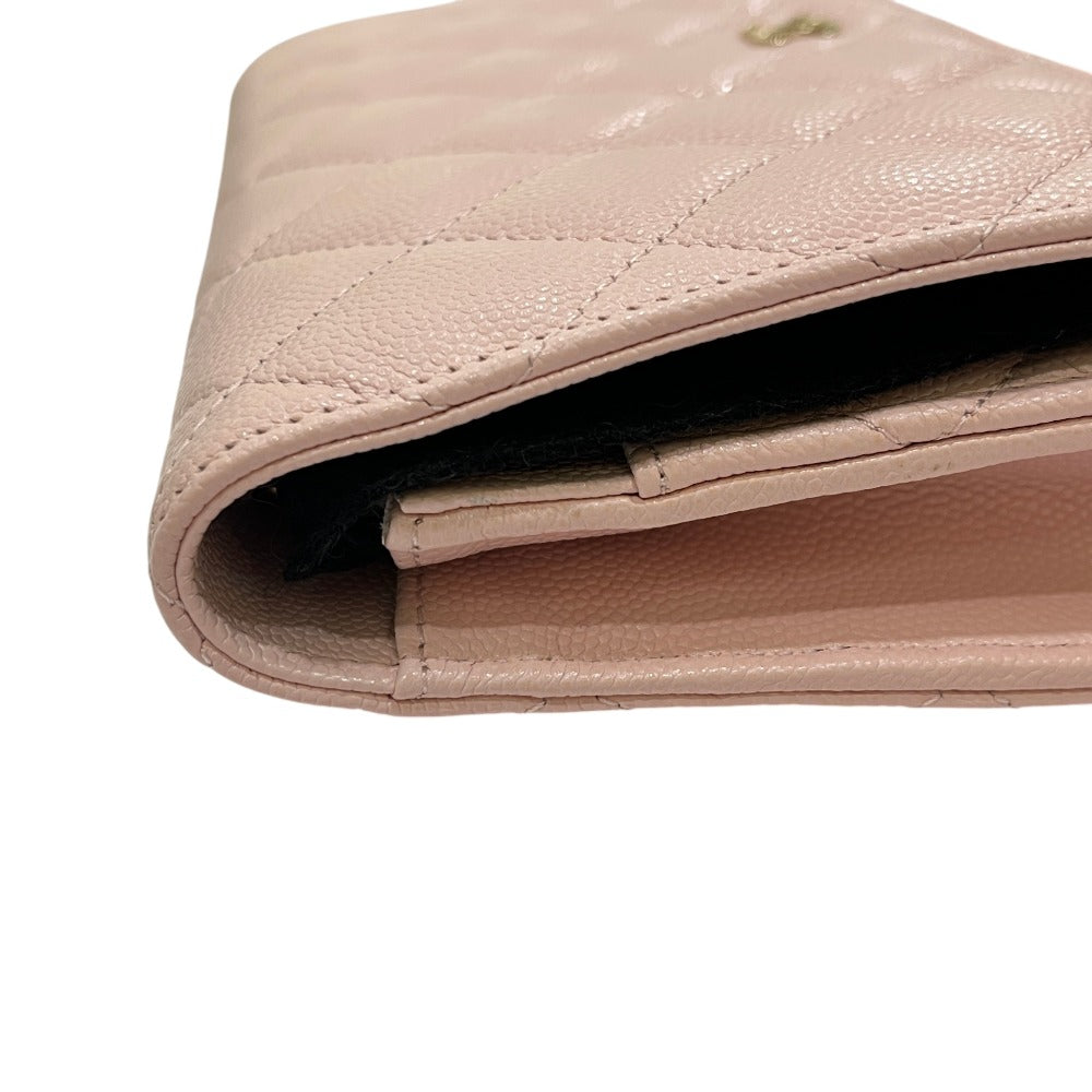 CHANEL AP0250 Coco Mark CC Chain Wallet, Long Wallet, Pouch, Pochette, Wallet, Crossbody Bag, Shoulder Bag, Caviar Skin, Women's, Pink