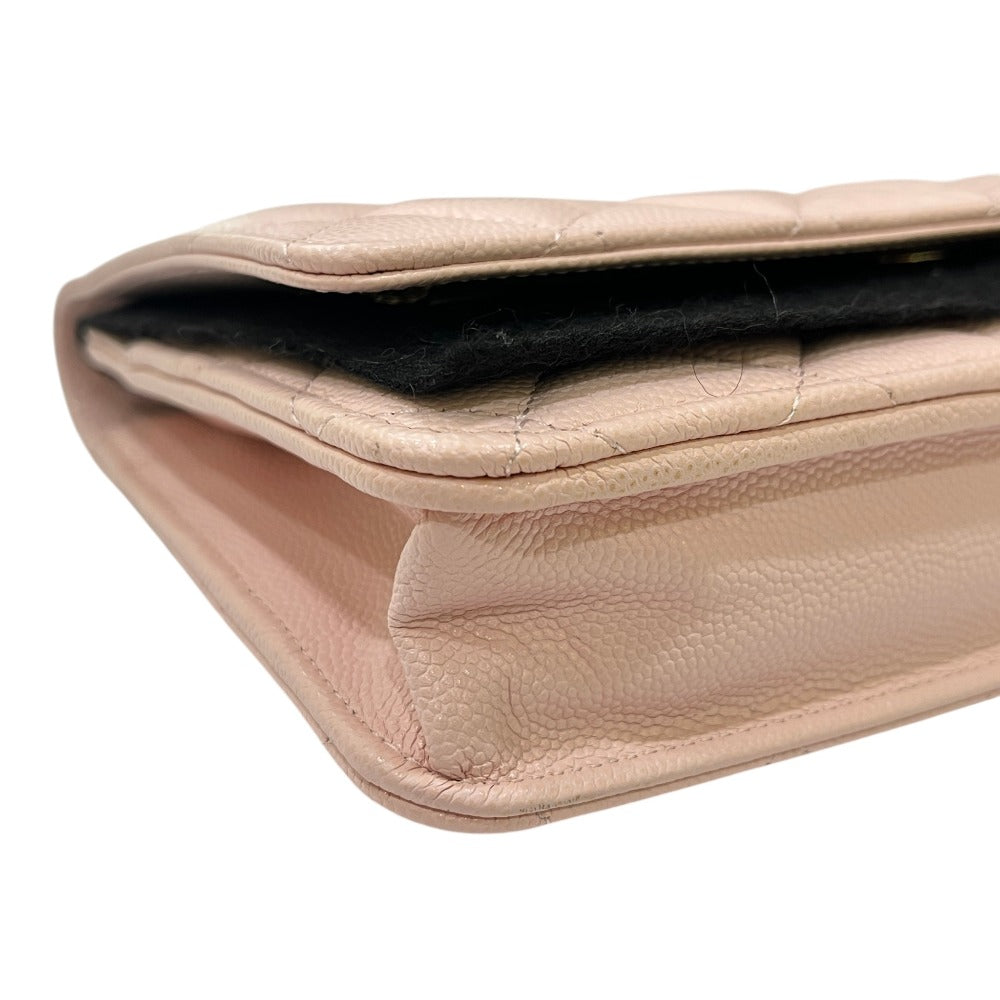 CHANEL AP0250 Coco Mark CC Chain Wallet, Long Wallet, Pouch, Pochette, Wallet, Crossbody Bag, Shoulder Bag, Caviar Skin, Women's, Pink