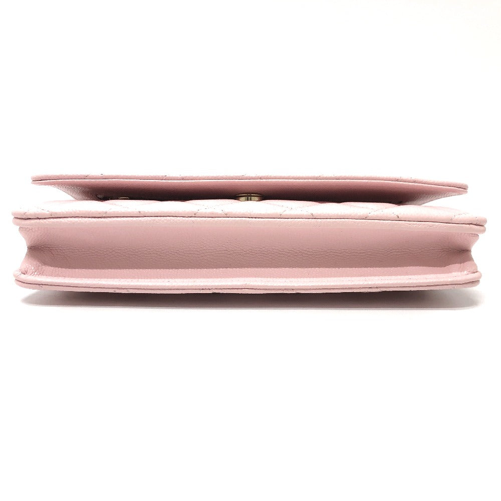 CHANEL AP0250 Coco Mark CC Chain Wallet, Long Wallet, Pouch, Pochette, Wallet, Crossbody Bag, Shoulder Bag, Caviar Skin, Women's, Pink