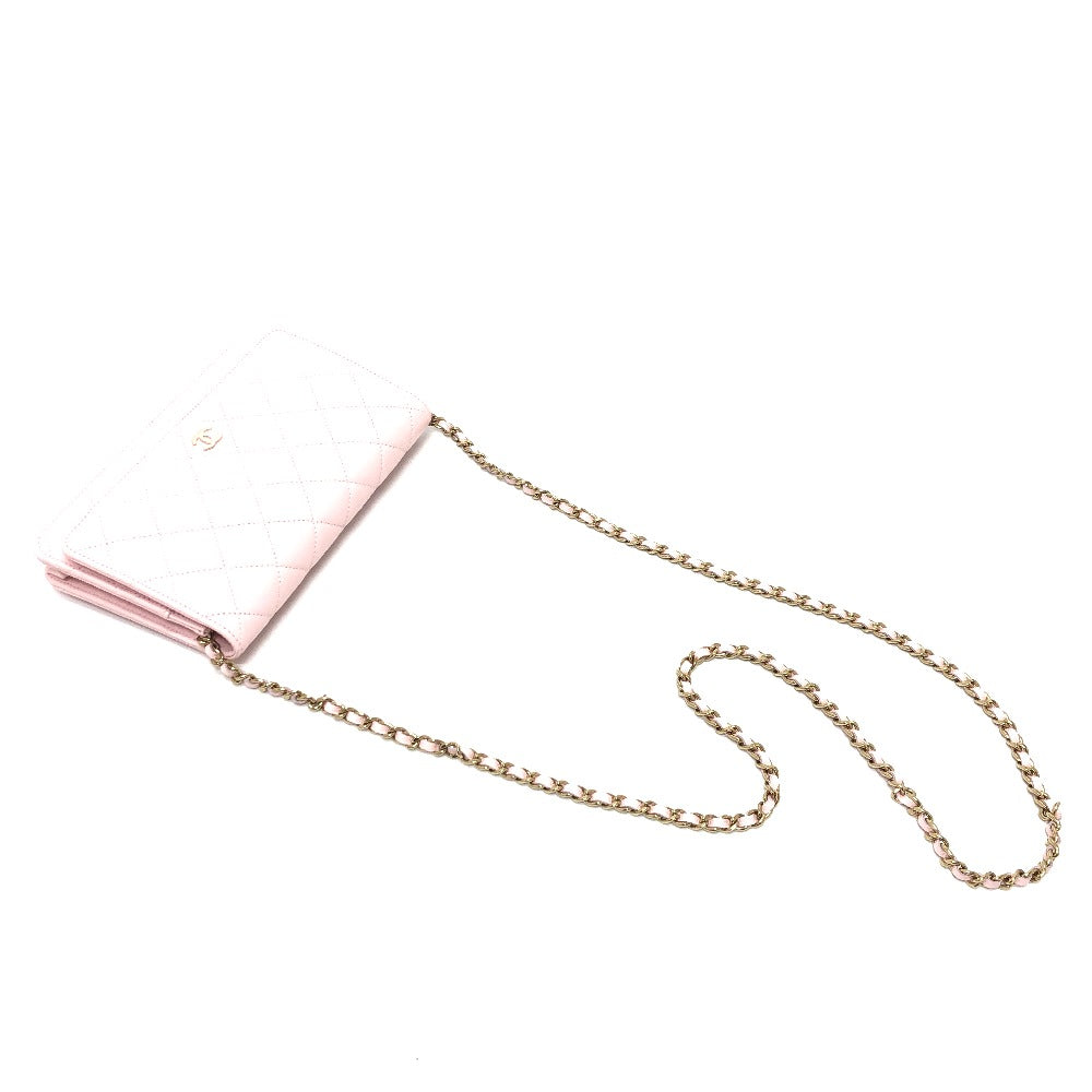 CHANEL AP0250 Coco Mark CC Chain Wallet, Long Wallet, Pouch, Pochette, Wallet, Crossbody Bag, Shoulder Bag, Caviar Skin, Women's, Pink