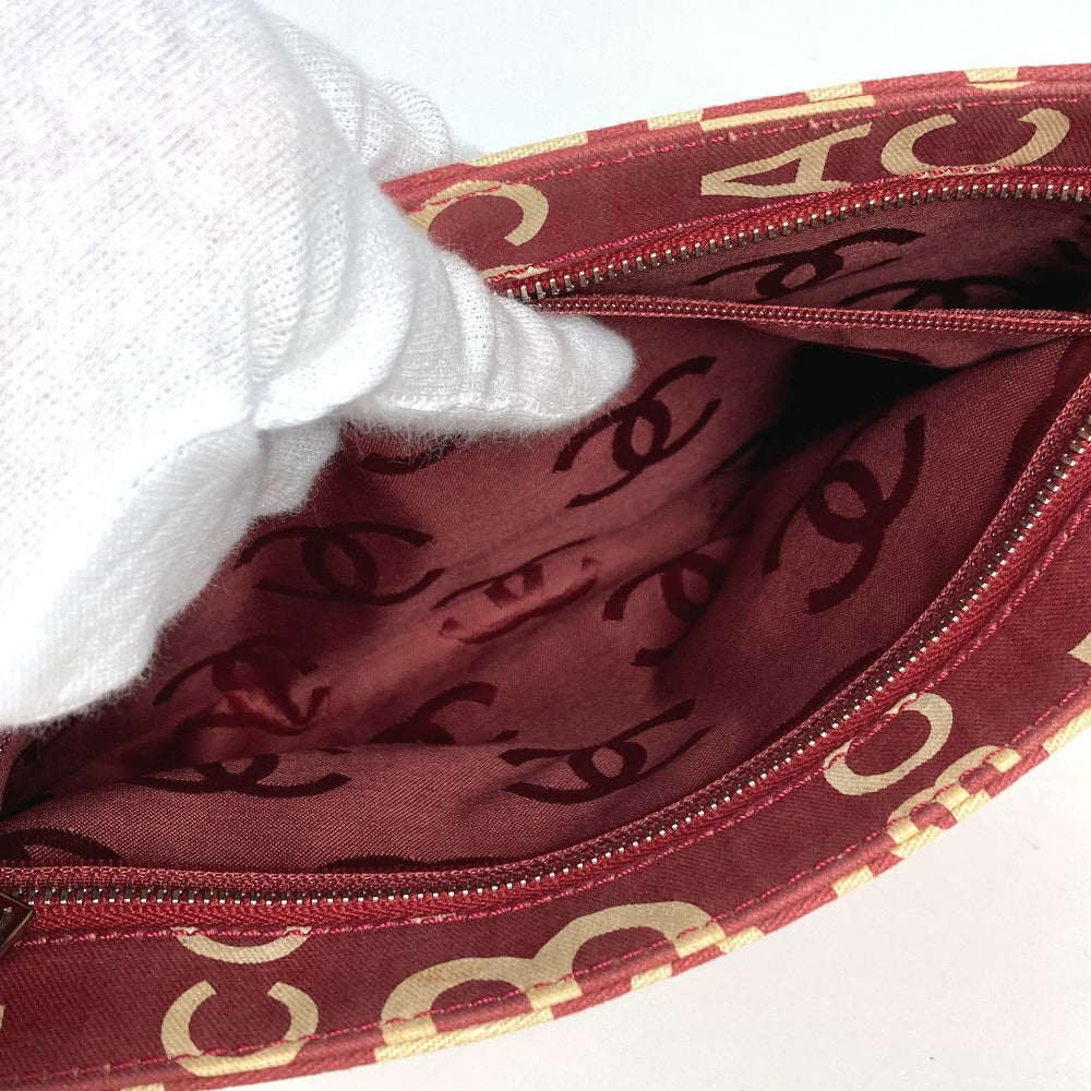 CHANEL バイシーライン ロゴ メイクポーチ 化粧ポーチ カバン クラッチバッグ ポーチ キャンバス レディース レッド - brandshop-reference