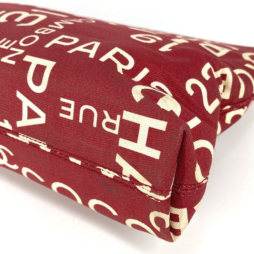 CHANEL バイシーライン ロゴ メイクポーチ 化粧ポーチ カバン クラッチバッグ ポーチ キャンバス レディース レッド - brandshop-reference