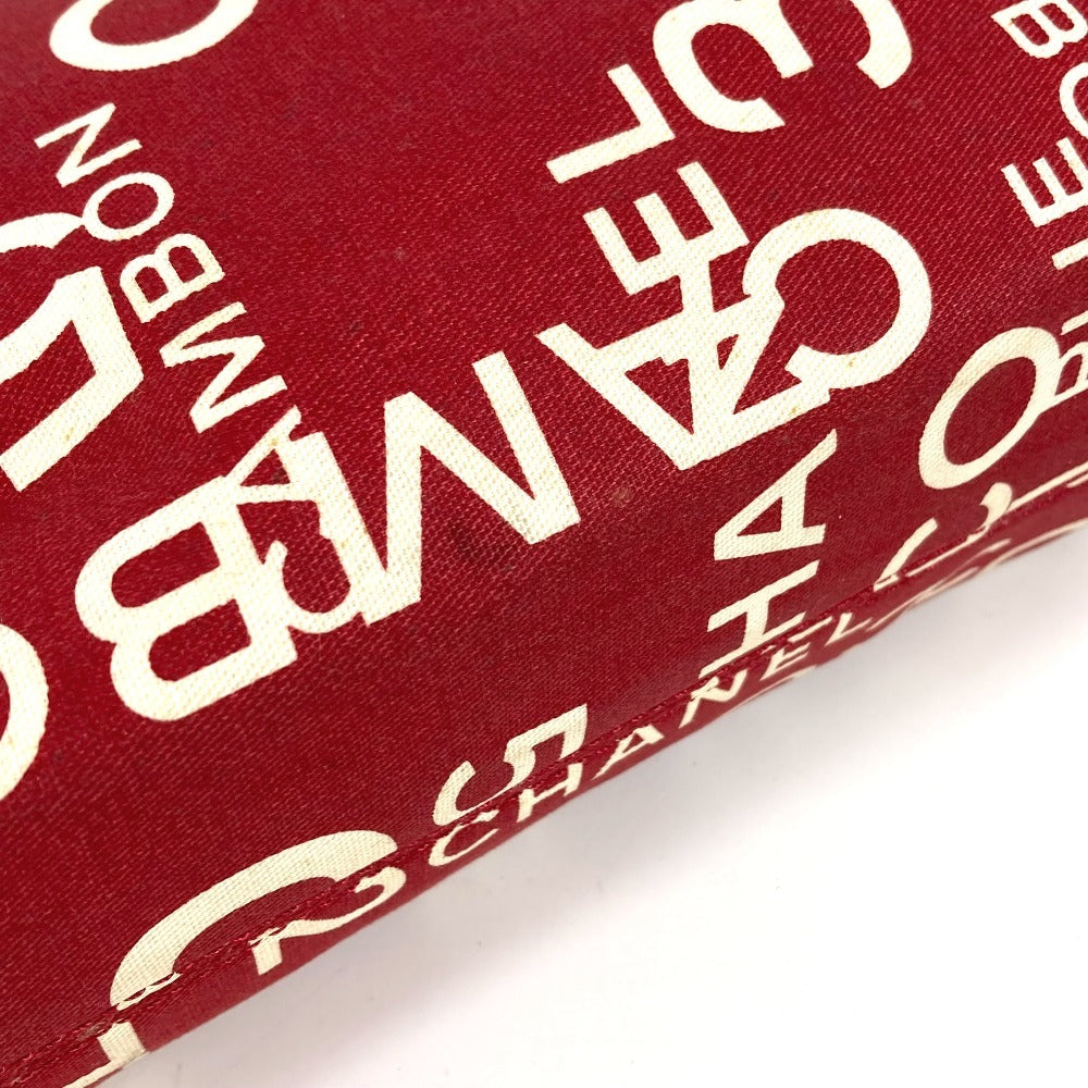 CHANEL バイシーライン ロゴ メイクポーチ 化粧ポーチ カバン クラッチバッグ ポーチ キャンバス レディース レッド - brandshop-reference