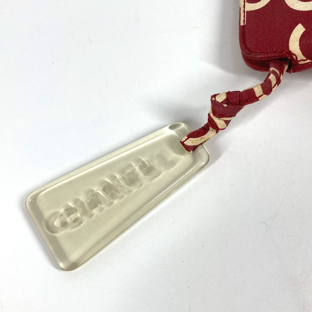 CHANEL バイシーライン ロゴ メイクポーチ 化粧ポーチ カバン クラッチバッグ ポーチ キャンバス レディース レッド - brandshop-reference
