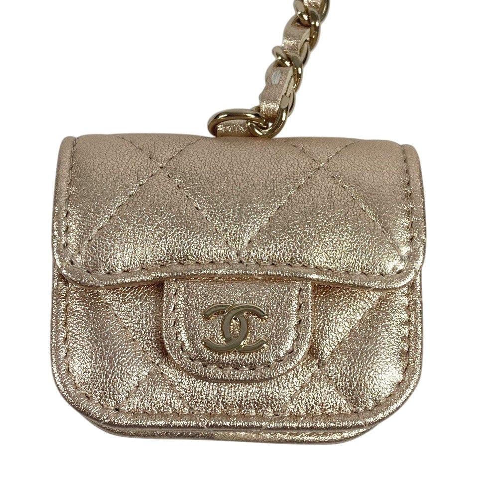 CHANEL 2024 Matelasse Coco Mark Year Gift Coin Case AirPods Bag Charm Lambskin Women's Gold