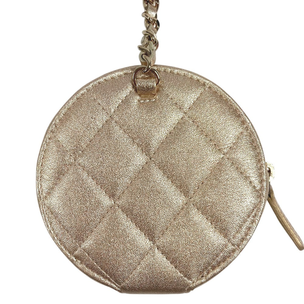 CHANEL 2024 Matelasse Coco Mark Year Gift Coin Case AirPods Bag Charm Lambskin Women's Gold