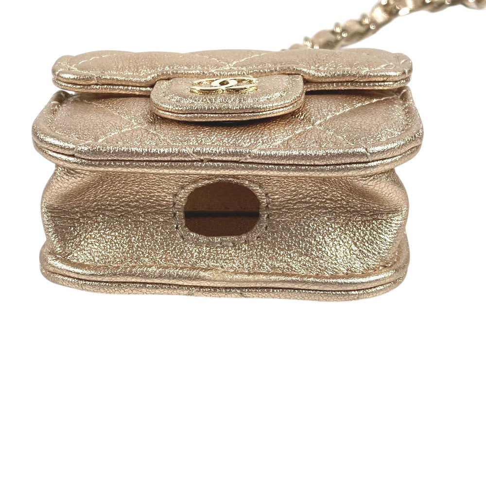 CHANEL 2024 Matelasse Coco Mark Year Gift Coin Case AirPods Bag Charm Lambskin Women's Gold