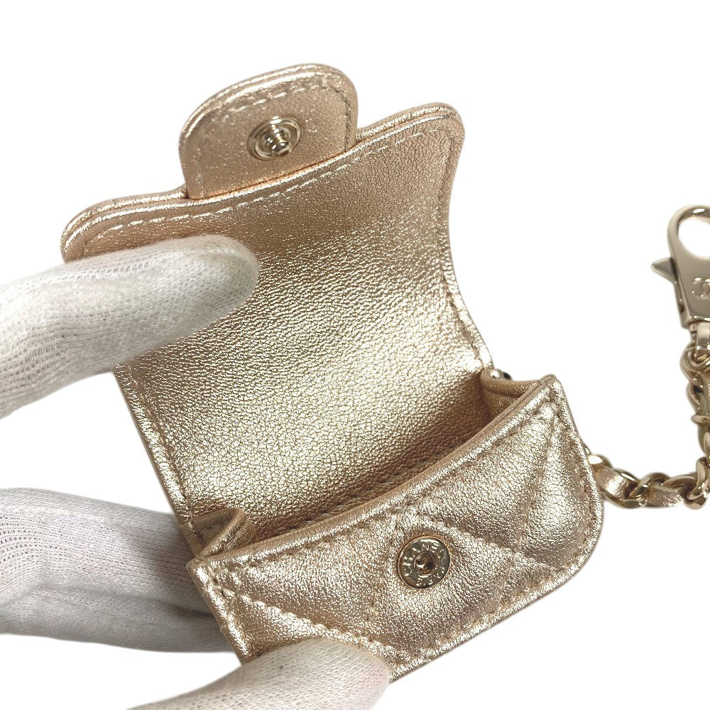 CHANEL 2024 Matelasse Coco Mark Year Gift Coin Case AirPods Bag Charm Lambskin Women's Gold