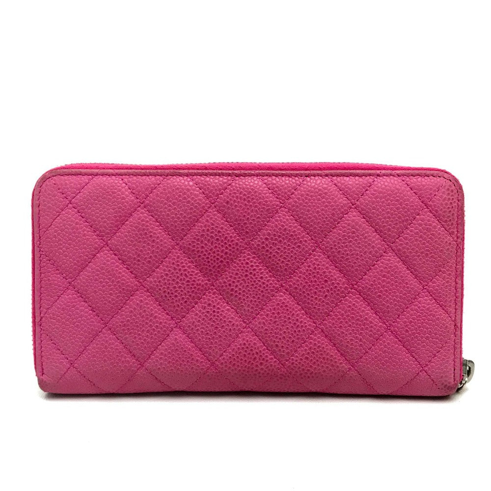 CHANEL A50097 CC Coco Matelasse Zip-Around Long Wallet in Soft Caviar Leather, Pink