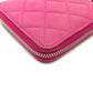 CHANEL A50097 CC Coco Matelasse Zip-Around Long Wallet in Soft Caviar Leather, Pink
