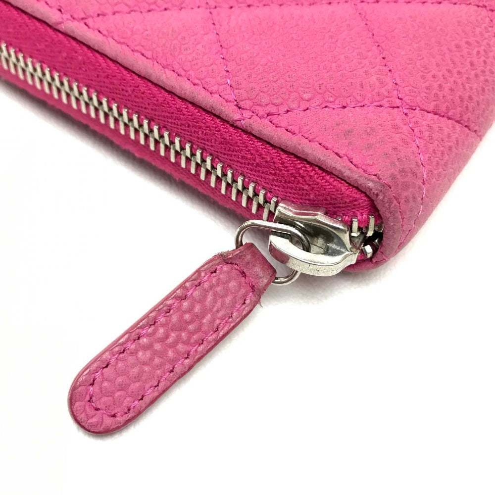 CHANEL A50097 CC Coco Matelasse Zip-Around Long Wallet in Soft Caviar Leather, Pink
